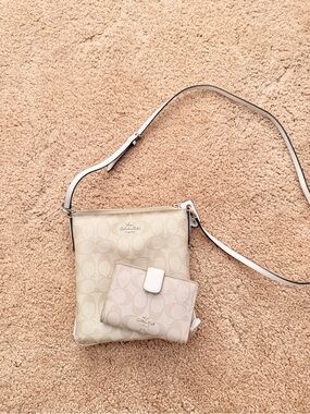 Coach Cream Signature Crossbody with Matching Wallet